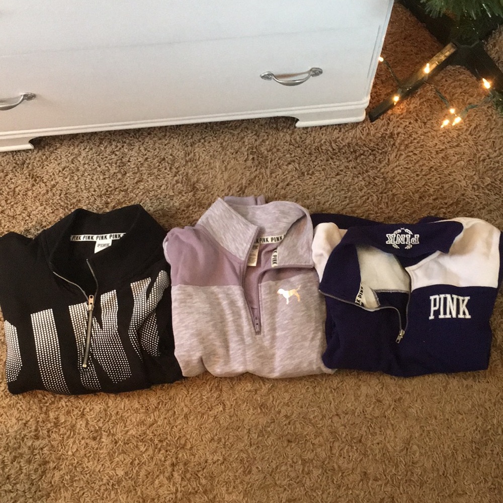 3 PINK sweatshirts!!! 1/4 zip
